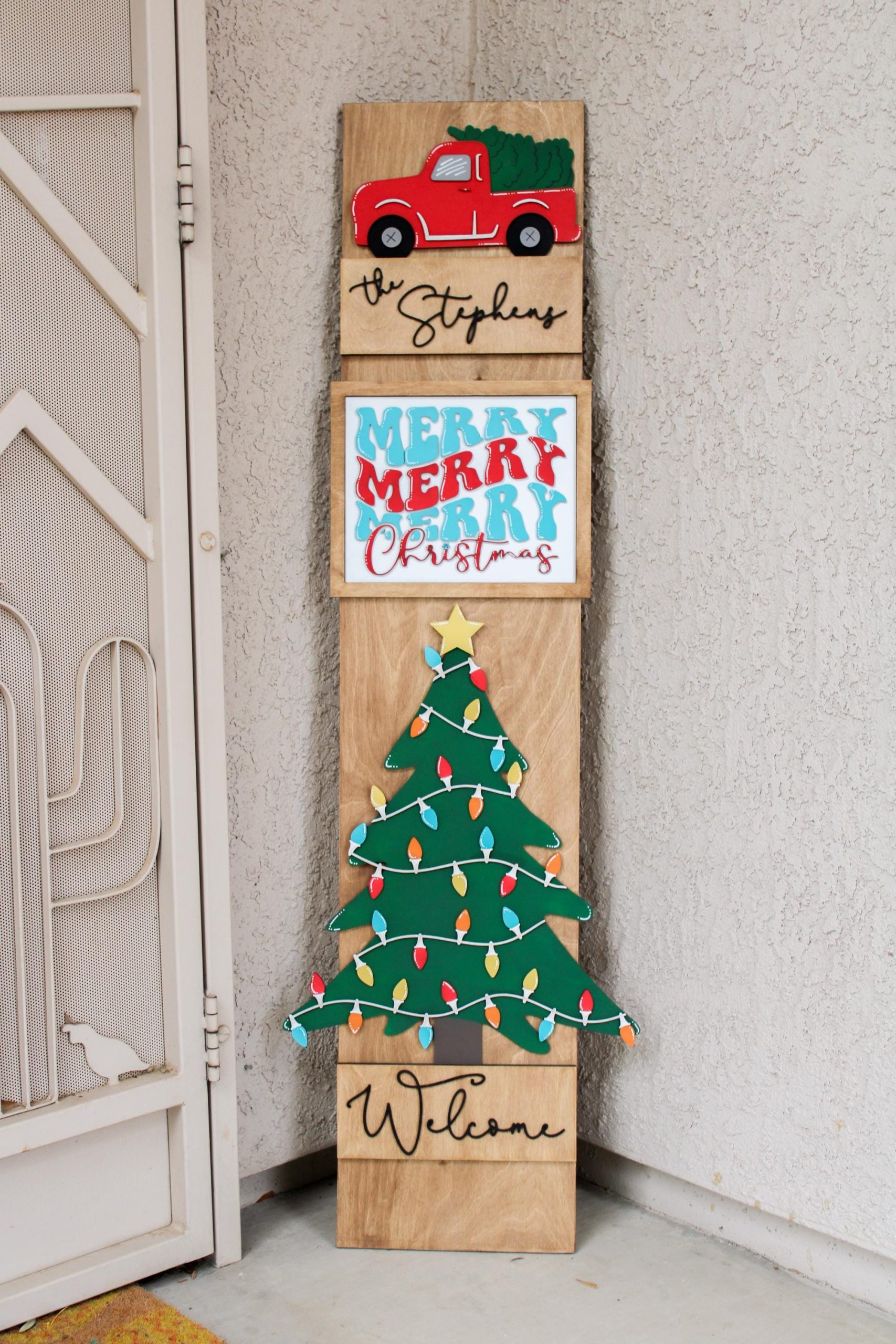 Christmas Porch Leaner: Interchangeable Tree & Truck Sign - Image 3