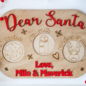 Personalized Santa Cookie Tray, Cookies, Milk Carrots For The Reindeer, Christmas Tradition For Kids, Night Before, Interactive Ready Ship