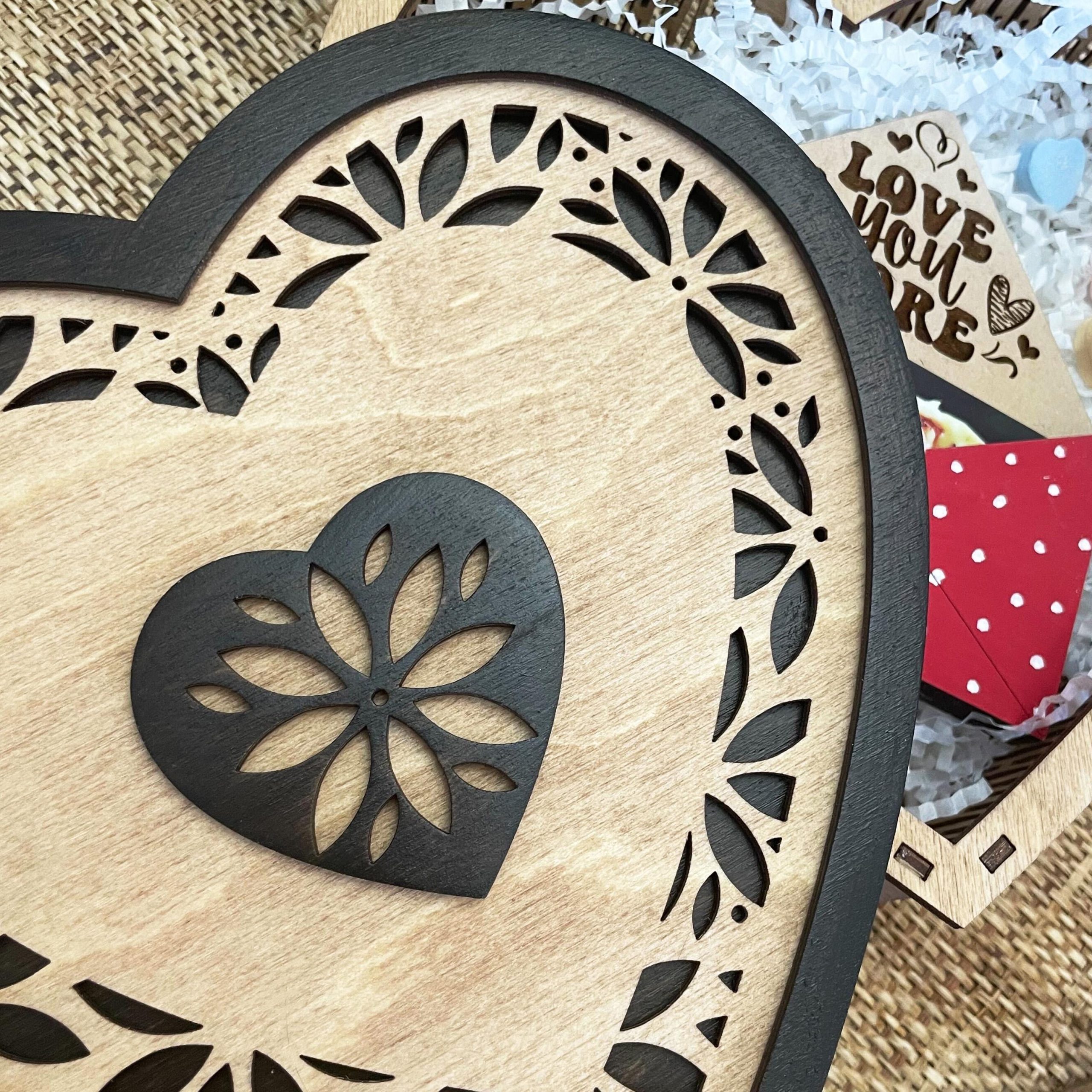 Personalized Wooden Heart Gift Box, Choose Colors & Phrase, Gift For Valentines Day for Wife, Girlfriend - Image 6