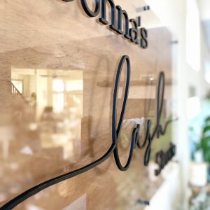 Personalized Wood & Acrylic Business Sign with Standoffs