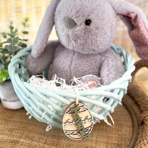 Personalized Easter Egg Basket Tag: Layered Wood, Custom Name