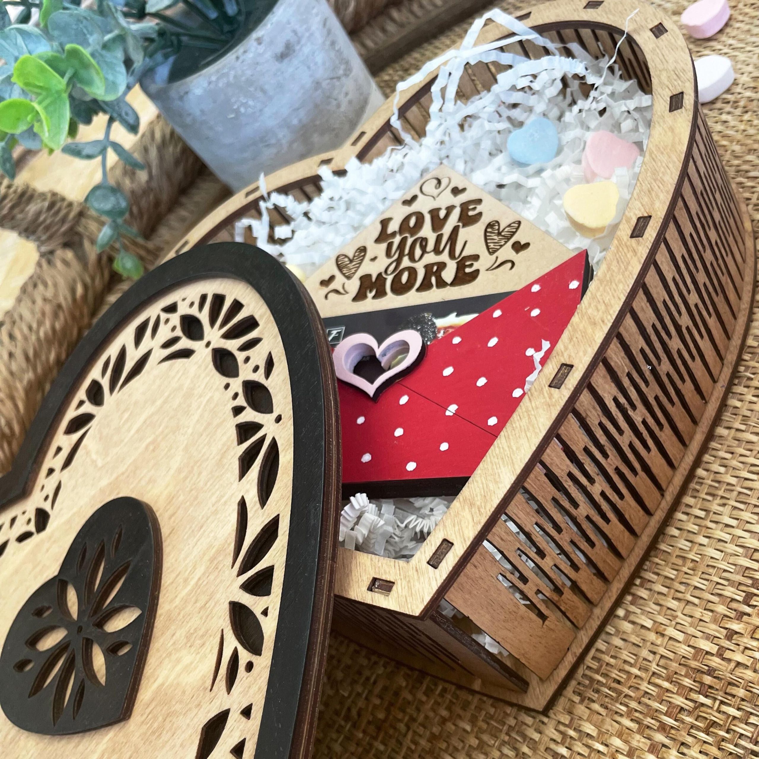 Wooden Gift Card Holders, Wooden Heart Box, Gift For Valentines Day, Gift for Girlfriend Wife Boyfriend Husband - Image 5