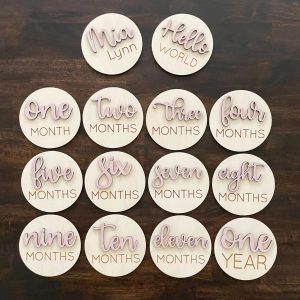 Personalized Wooden Baby Milestone Discs: 3D Letter Photo Props