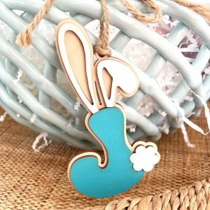 Personalized Easter Basket Tag: Initial with Bunny Ears, Custom Wood Gift