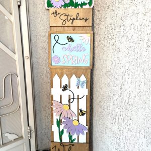 Spring Porch Leaner: Interchangeable Flower, Bee, Butterfly Inserts