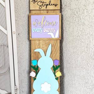 Easter Bunny Porch Leaner: Interchangeable Welcome Sign