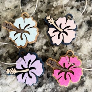 Custom Hibiscus Wine Glass Charms: Tropical Hawaiian Decor, Set of 8