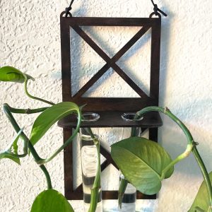 Farmhouse Double Wall Propagation Station: Rustic Wood Vase, Home Decor Gift