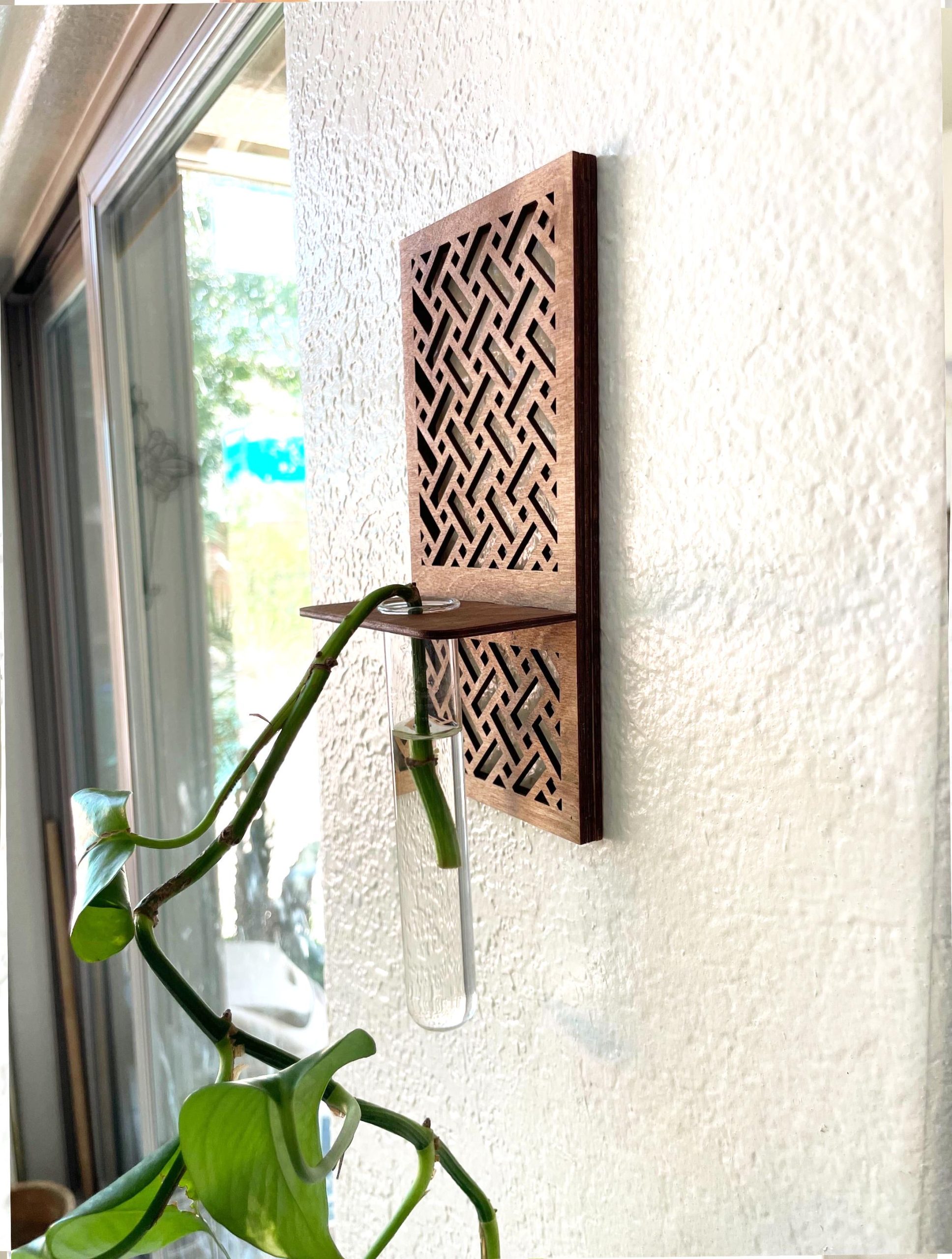Geometric Wood Wall Plant Propagation Station: Boho Home Decor - Image 4