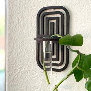 Boho Wooden Wall Plant Propagation Station: Geometric Cutout Design