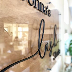 Personalized Wood & Acrylic Business Sign with Standoffs